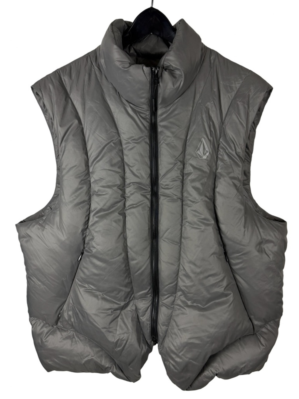 Mens Y2K Volcom Skateboards 3D Puffer Streetwear Grey Vest Size M